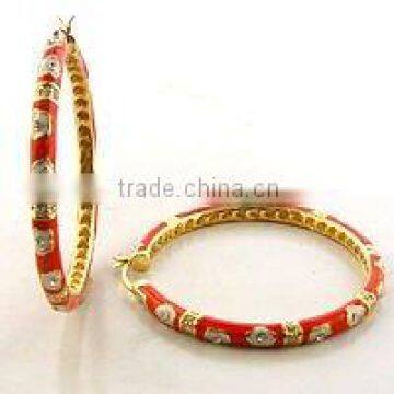 Plated gold Crystal enamel Hoop earrings