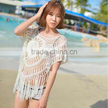 Bohemian Crochet Stitching Bikini Outside Smock Cover Up Hollow Beach Blouse