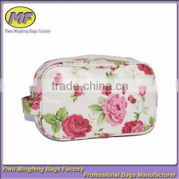 Flower Printed Hanging Waterproof Beautiful Canvas Cosmetic Bag