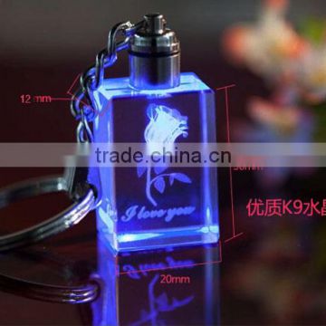 promotional handmade rose crystal keychain 3d laser