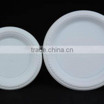 Disporable 10 inch transparent round shape white PS plastic plate