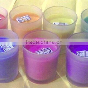 color glass cup candle