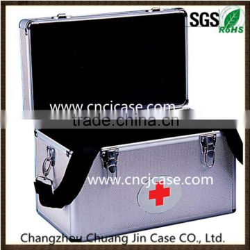 Portable silver aluminum medical first aid case