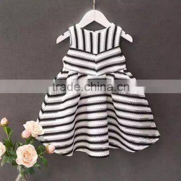 Factory Price Elegant Stripes Cotton Baby Girl Party Dress