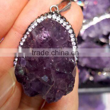 Cute Amethyst Geodes Specimen Pendants