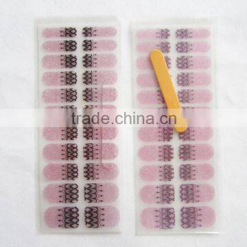 Christmas shimmery pink glitter nail art sticker fashion new nail arts design holiday glitter nail wraps factory