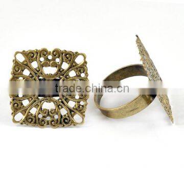 2014 Wholesale Antique Flower Jewelry Rings Blank For Women