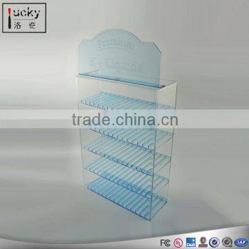 Custom 5 layer acrylic material E liquid display rack /multi divides display stand with sign