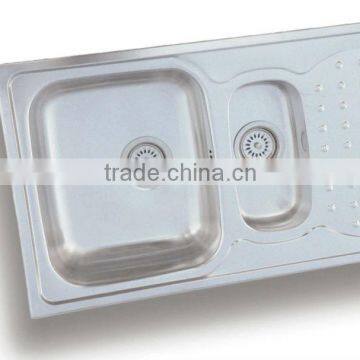 50x78 1,5 Bowl Stainless Steel Kitchen Sink (DE169)