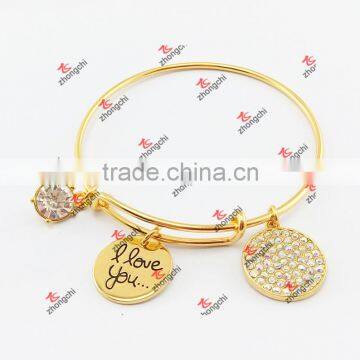 fashion charms adjustable expandable brass wire bangle bracelets