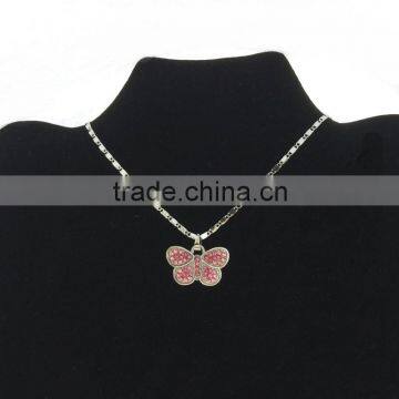 Pink Crystal Pave Butterfly Charms For DIY Necklace Jewelry