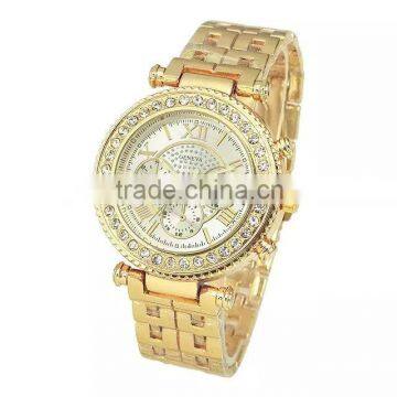 Crystal Rhinestone Roman Numeral Quartz Stainless Steel Watch for Women photo-3