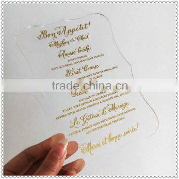 Wedding Acrylic Invitation Decorative Cards With Golden Printing