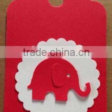 Red & White Paper Hang Tags Baby Shower Party Favor Label Gift Elephant DIY photo-3