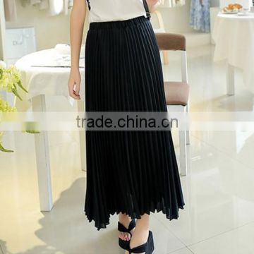 New Stylish Lady Women's Fashion Summer Solid Sexy Chiffon Long Pleated A-line Skirt