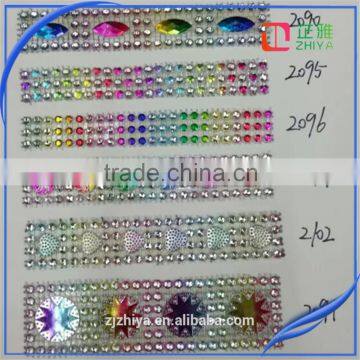 checp price new design 24row plastic rhinestone mesh