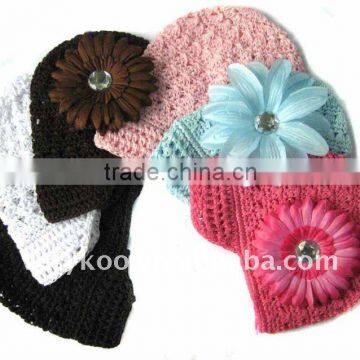 Baby Crochet Kufi Hats With a Flower FCK-118640440-F