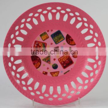 best Sale candy color hollow out kitchen accessories plastic pp classical round fruit basket