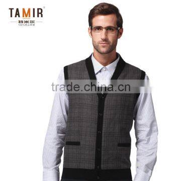 Fancy Knitted Men Cashmere Sweater Vest, Men Plain Grey Cashmere Vest