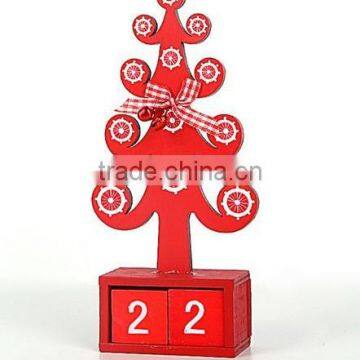 Wooden tree calendar with ribbon on topdesk decoration xmas gifts for home decoration tree kalendar