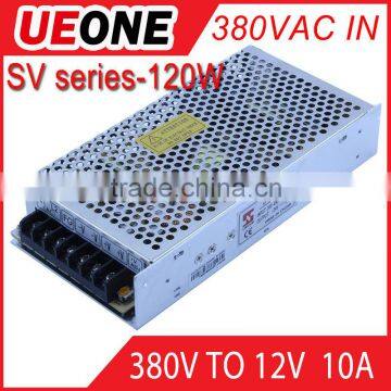Hot sale 120w 380VAC to 12VDC 10A switch mode power supply