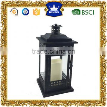 New design black golden brush LED metal candle lantern