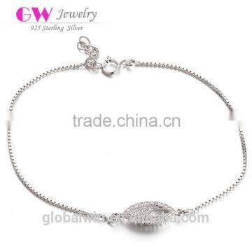 Tear Drop Thin Chain 925 Sterling Silver Women Fashion Bracelet 2016