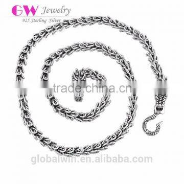 Special Gift New Design for Dragon 925 Silver Necklace with button 55 cm Long Necklace for Men Jewelry Vintage chain XLT002