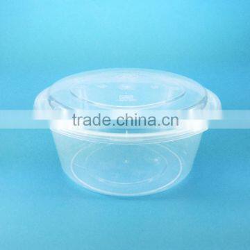 1250ml Disposable Round Lunch Box With Lock Clear and White Color Food Packaging Lunch Box