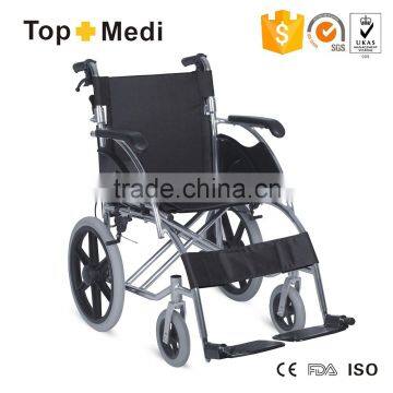 Black High Quality Aluminum Manual Wheelchair With Double Cross Bar