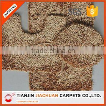 Long Pile Polyester Washable Shiny Chenille 3 Piece Bathroom Mat Sets