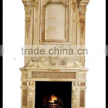 travertine stone fireplace mantel