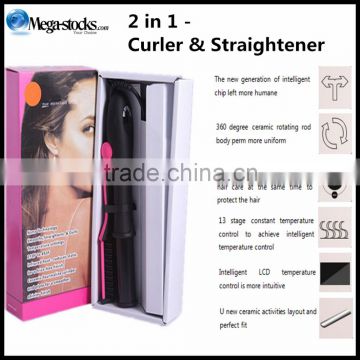 Professional 2 in 1 - Curler & Straightener Hot Hair Iron Curling Ceramic Wave