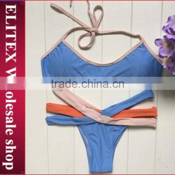 2017 Newest Halter Green Leaves Print Sexy Micro Bikini CK371 photo-6