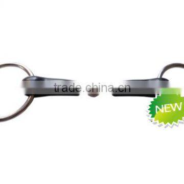 Stainless steel horse ring snaffle bit with hard rubber wrapped jointed mouth(Type-033)