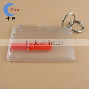 Clear Business Credit Card Holder with Red Slider