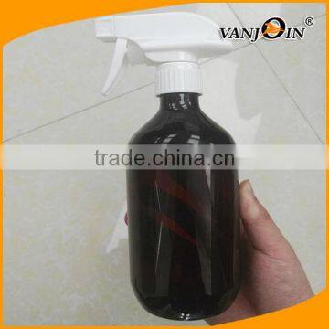 Empty 16oz Amber PET Plastic Trigger Bottle With White Trigger Wholesale photo-4