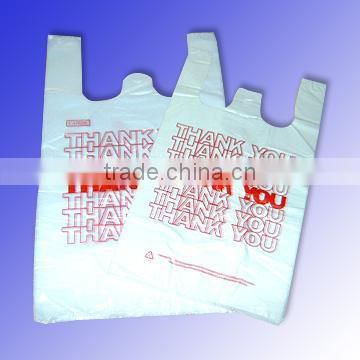 Printed PE plain T shirt plastic grocery bags