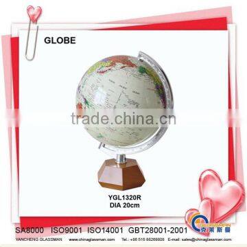 plastic deskpot globe with wood base YGL1320R