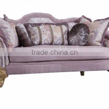 Romantic Purple Button Tufted Sofa, Elegant Wood Carved Living Room Furniture Set, British Style Retro Sofa Set photo-2
