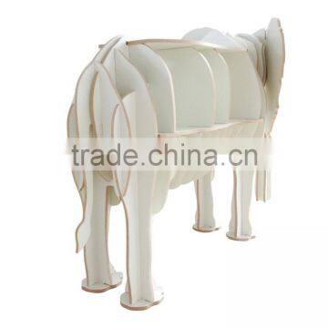 Puzzle Wood Craft Elephant Table Book Shelves Creative Animal Furniture photo-3