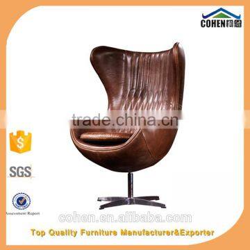 Fashionable Genuine Leather Egg Chair With Aluminium Back Coating Swivel Bar Chair/leisure Chair/office Chair photo-2