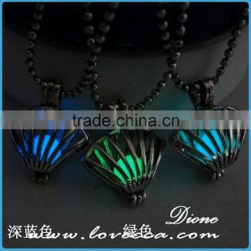 Vintage Antique Bronze Shell Copper Luminous Crystal Necklace photo-2