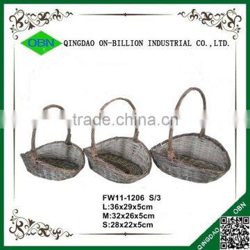 High Handle Wicker Woven Artificial Flower Basket Gift photo-2