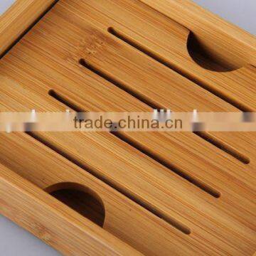 Double Layer Separable Bamboo Soap Box Rectangular Soap Dishes photo-2