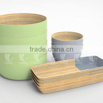 Handmade Bamboo Salad Bowls With New Color, Set Lacquered Bamboo Bowls and Spoons photo-5
