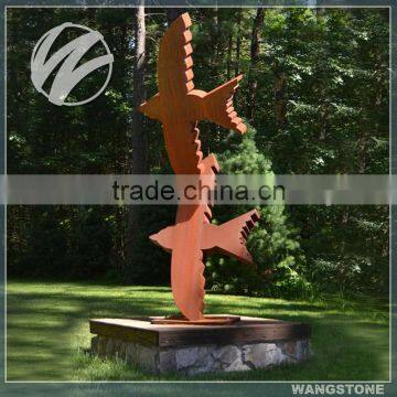 Corten steel large flying swallow statue sculpture for garden decoration