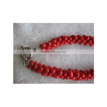 Wholesale 17" 4mm Red Coral Beads Necklace Jewelry Set photo-2