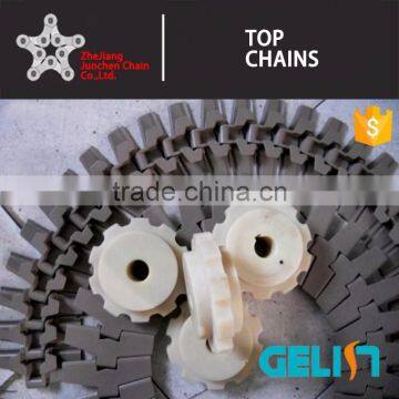 Plastic Side flexing Flat top Chains for bottle Snap-on Gripper Roller Chains