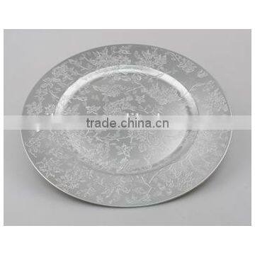 Plastic Silver Plating Round Serving Tray for Promotion